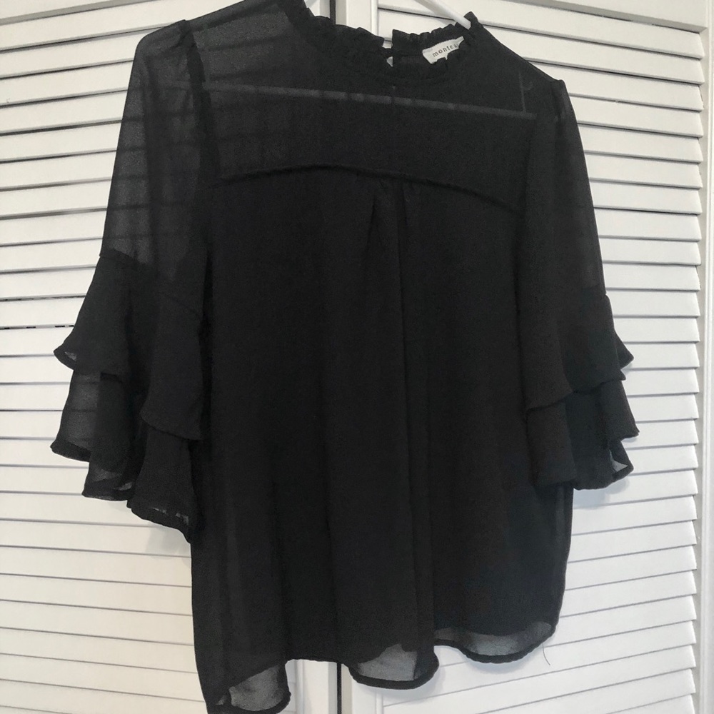 Bell Sleeve Black Blouse